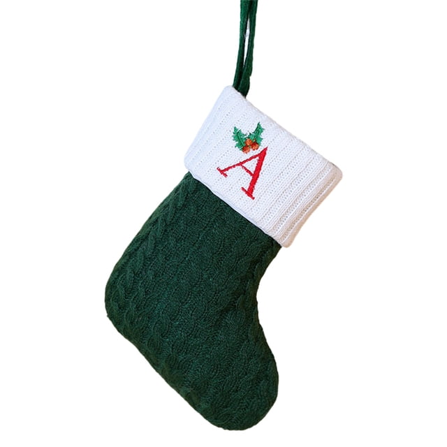 Christmas Tree Decorations,Christmas Embroidered Letter Socks Christmas Tree Pendant Knitted Red Green White Christmas Socks,Small Christmas Tree,White Christmas Tree