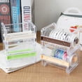 thumbnail image 2 of Monstrate Dispensador de cinta de escritorio, rebanador, rollo múltiple, caja de almacenamiento de pegatinas, suministros de arte artesanal, contenedor, Almacenamiento y organización del hogar Beige Monstrate HA077664-03, 2 of 6