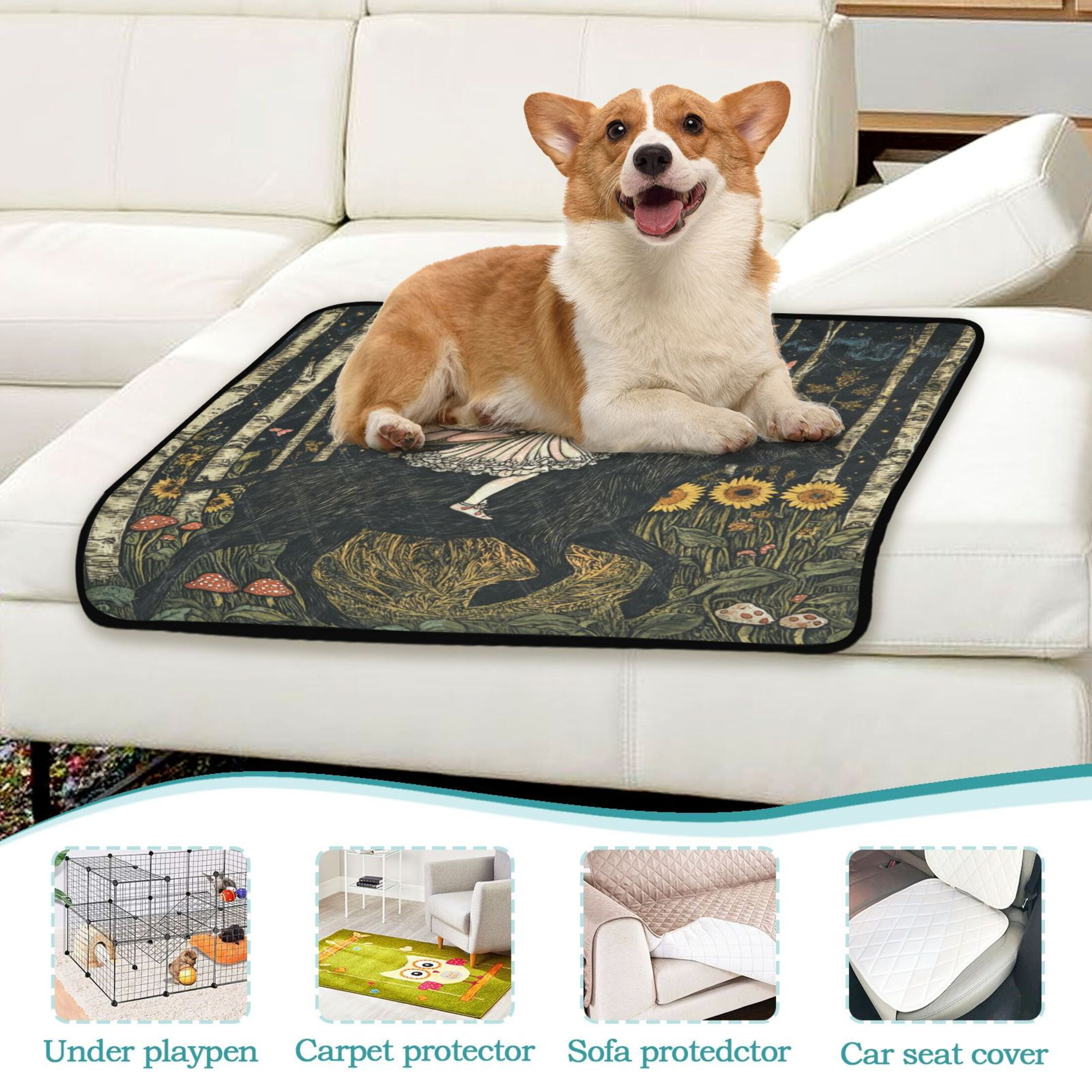 Qxltty Butterfly Wizard Cat litter Pads Pet Set of 3 Diaper Mats Center Anti-leakage Layer Absorbent Soft and Comfortable