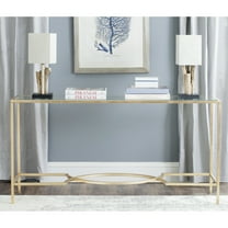 SAFAVIEH Inga Solid Classic Geo Legs Console Table, Gold/Glass