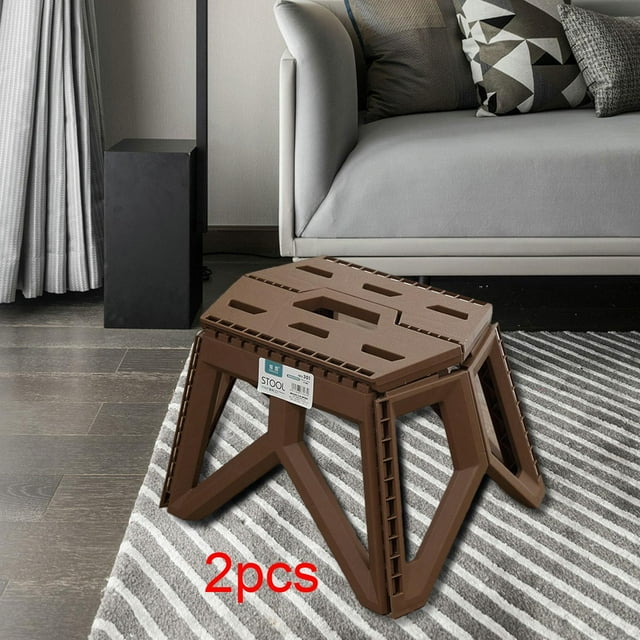 Colaxi 2 Pcs Tabourets Pliants Tabouret de Camping pour Extérieur Intérieur Randonnée Pêche Brun
