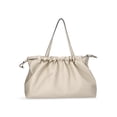 thumbnail image 2 of Scoop Women's Faux Leather Oversized Drawstring Pouch Tote, Almond Biscuit, 2 of 9