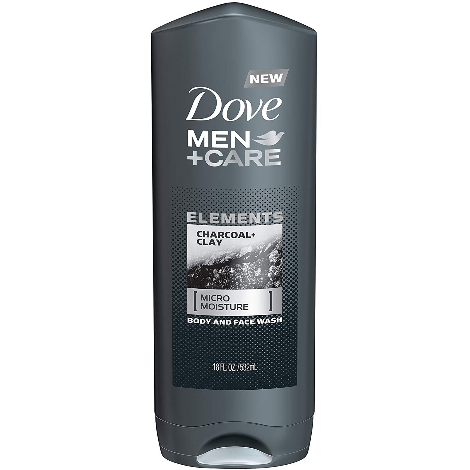 Dove Men+Care Elements Body & Face Wash, Charcoal & Clay 18 oz (Pack of 4)