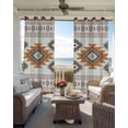 thumbnail image 4 of Blackout Curtains for Bedroom, Southwest Geometric Room Darkening Window Drapes for Living Room, Western Beige Grey Boho Vintage Wooden Thermal Insulated Grommet Curtains, 52x45 inch, 2 Panels, 4 of 9