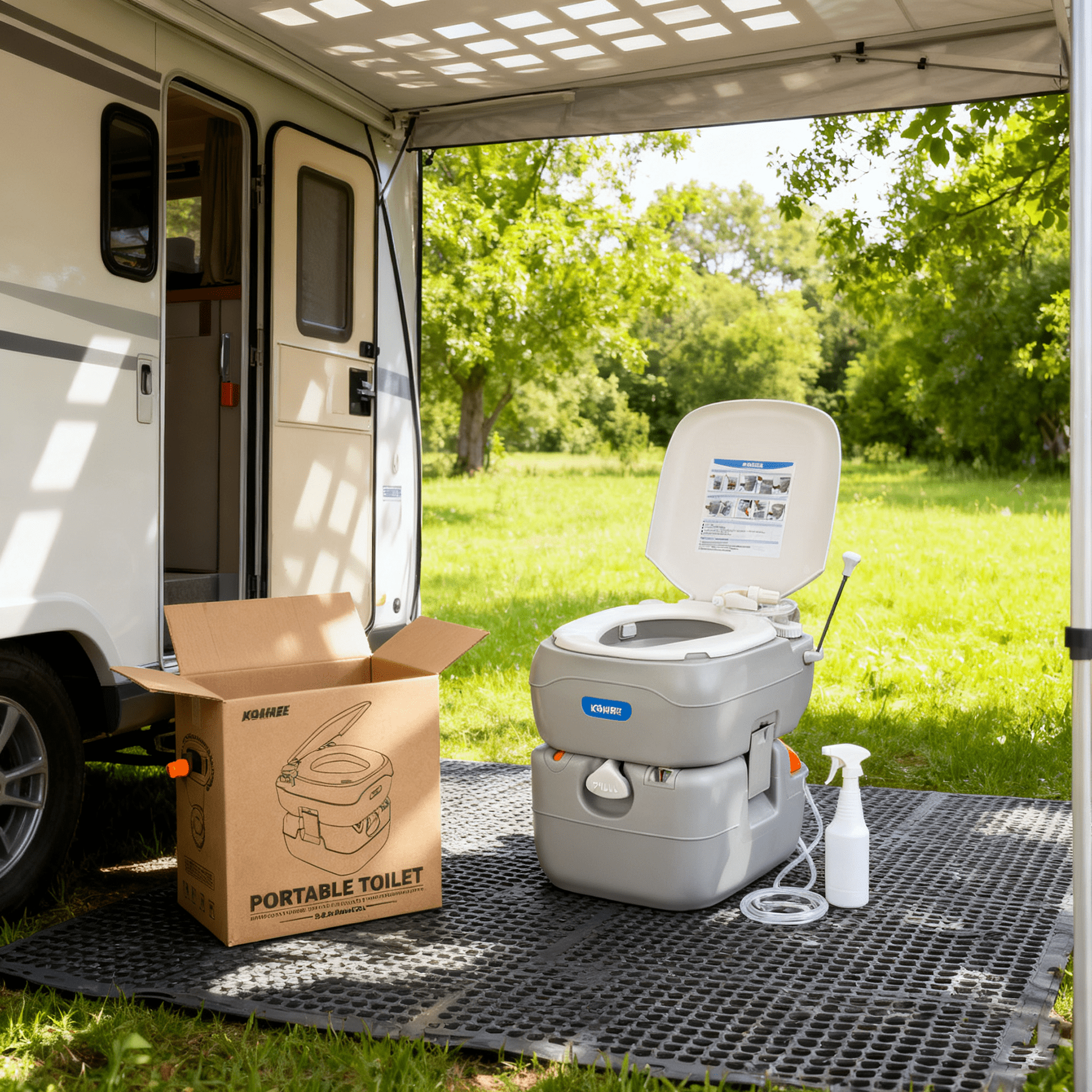 Kohree 5.8 Gal  Portable Toilet with Level Indicator Leak-Proof Porta Potty for RV Camper Boat Home Use