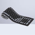 thumbnail image 1 of HLONK 2.4G 107 Key USB Wireless Keyboard Supports PC + OS Flexible Foldable Silicone Waterproof without Battery (Black), 1 of 8
