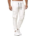 thumbnail image 2 of Ernkv Cargo Pants for Men Soft Safety Full Pants with Pocket High Waist Comfy Lounge Casual Solid Color Fashion Fall Winter Long Trousers White M, 2 of 8
