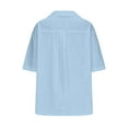 thumbnail image 6 of Sevevn Women's V-Neck Short Sleeve Loose Button Cotton And Linen Tunic Summer Blouse Shirt End of Year Clearance Sky Blue S, 6 of 7