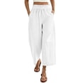 thumbnail image 4 of Sevevn Women's Cropped Casual Wide Leg Palazzo Pants Elastic Waisted Flowy Trousers with Pockets, 4 of 8