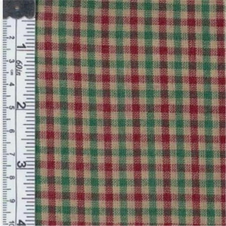 Textile Creations 234 Rustic Woven Fabric, Check Xmas Green, Red And Beige, 15 yd.