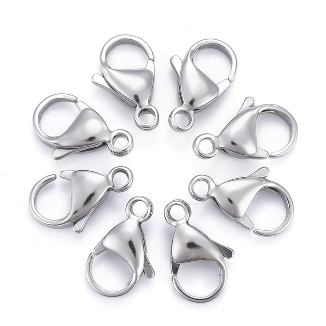 HLONK 200 Pcs Pinces à Homard en Acier Inoxydable 304 Résistantes à la Ternissure, Perroquet, Couleur Acier Inoxydable 9x6x3mm Trou 1mm