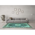thumbnail image 3 of Ahgly Company Indoor Square Medallion Turquoise Blue Traditional Area Rugs, 7' Square, 3 of 4
