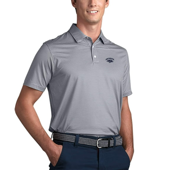 Men's Gray Nevada Wolf Pack Pro Tonal Micro-Stripe Polo
