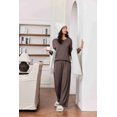 thumbnail image 4 of Ekouaer Lounge Sets for Women Comfy Ribbed Knit Pajamas Fall Long Sleeve Sleepwear 2 Piece Casual Loungewear, 4 of 6
