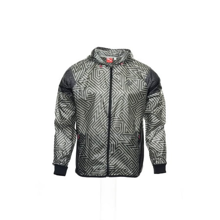 Puma Windbreaker Jacket - Puma Gray Abstract Windbreaker , Size XLarge
