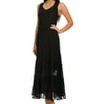 thumbnail image 4 of Sakkas Zendaya Stonewashed Rayon Embroidered Floral Vine Sleeveless V-neck Dress - Black - L/XL, 4 of 5