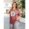 thumbnail image 5 of XCHQRTI Womens Daisy Tshirt Graphic Plus Size Casual Shirt Oversized Short Sleeve Summer Flower Tops, 5 of 12