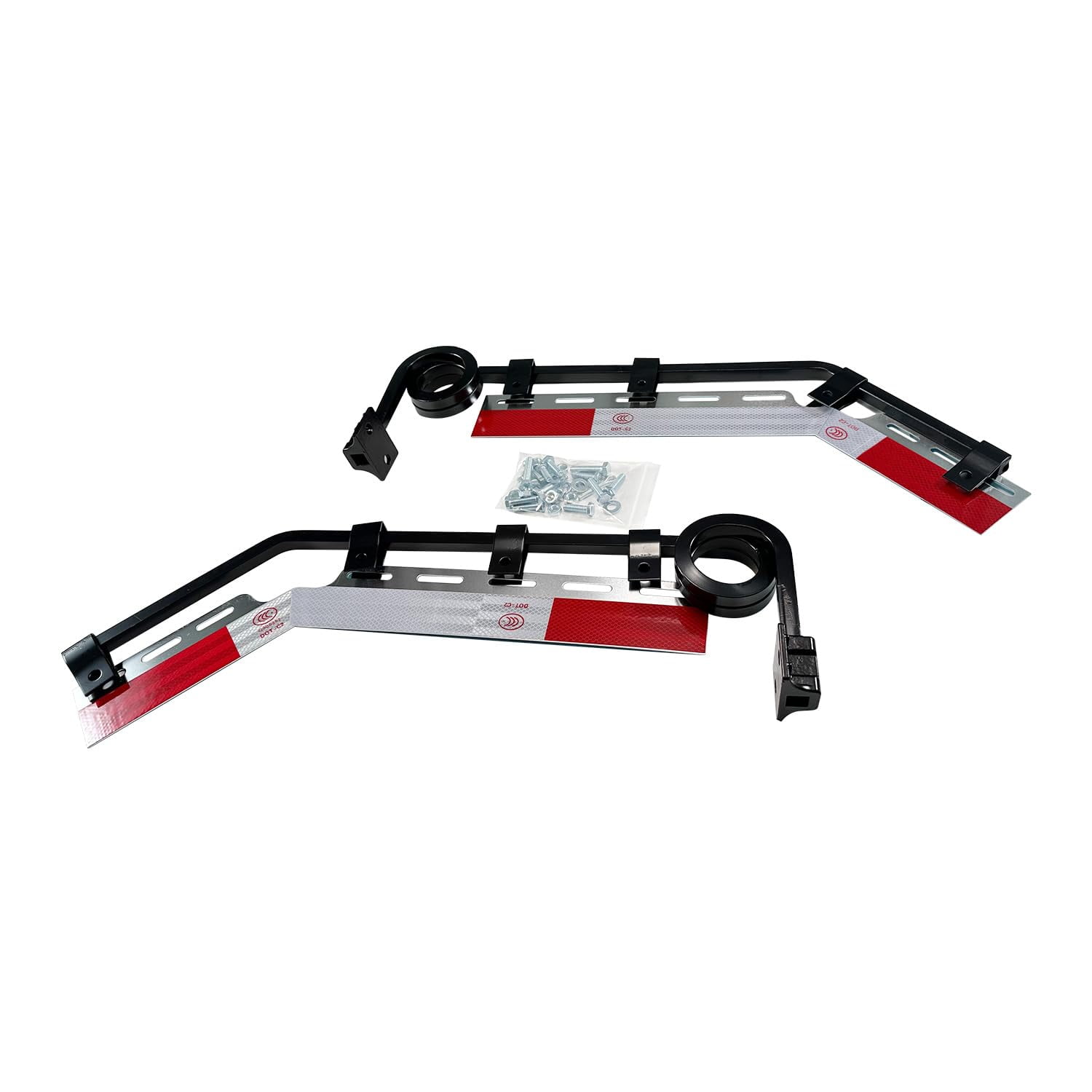 BST BSSP Pair Semi Truck Angled Mud Flap Hangers Kit Suspension Dampening Springs 2 Coils,Universal Mudflaps Steel Bracket,w/Aluminum Reflector for Semi-Trucks Trailers