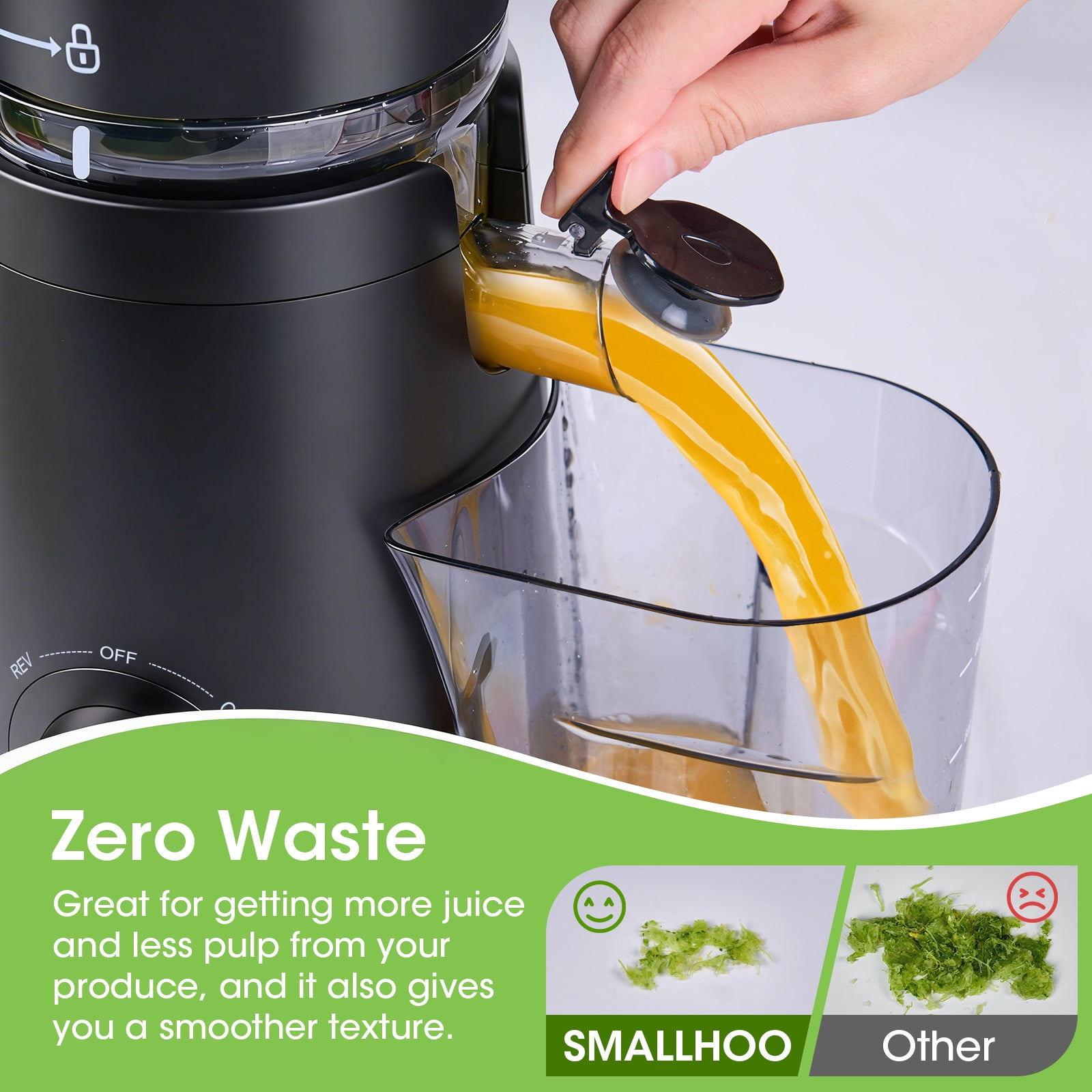 SMALLHOO Juicer Machines with 5.8" Extra Large Feed Chute Cold Press Juicer Fit Whole Fruits Vegetables Easy to Clean,BPA Free