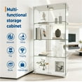 thumbnail image 4 of BeesClover 4-Tier Tempered Glass Display Cabinet with Doors, Motion Sensor & 3-Color LED Lights, Curio Showcase Bookcase for Collectibles, Figures & Wine, 4 of 7