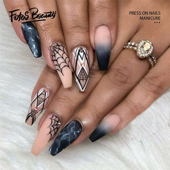 Halloween Decor Fofosbeauty 24 pcs Halloween Long False Nails, Press-on Nails Designs 2022, Halloween Spider