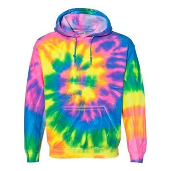 Dyenomite B84514934 Blended Hooded Sweatshirt&#44; Flo Rainbow - Medium