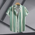 thumbnail image 2 of ZCFZJW Men's Short Sleeve Button Down Bowling Shirts Hawaiian Casual Striped Color Block Printed Summer Regular Fit Beach Aloha Shirt Multicolor#03 XL, 2 of 7
