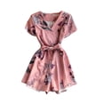 thumbnail image 1 of Mono corto para mujer, estampado floral, cuello en V, cintura alta, mameluco informal, pantalones con cordones Advancent AP001215-03B, 1 of 7