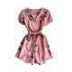 thumbnail image 1 of Mono corto para mujer, estampado floral, cuello en V, cintura alta, mameluco informal, pantalones con cordones Monstrate AP001215-03B, 1 of 7