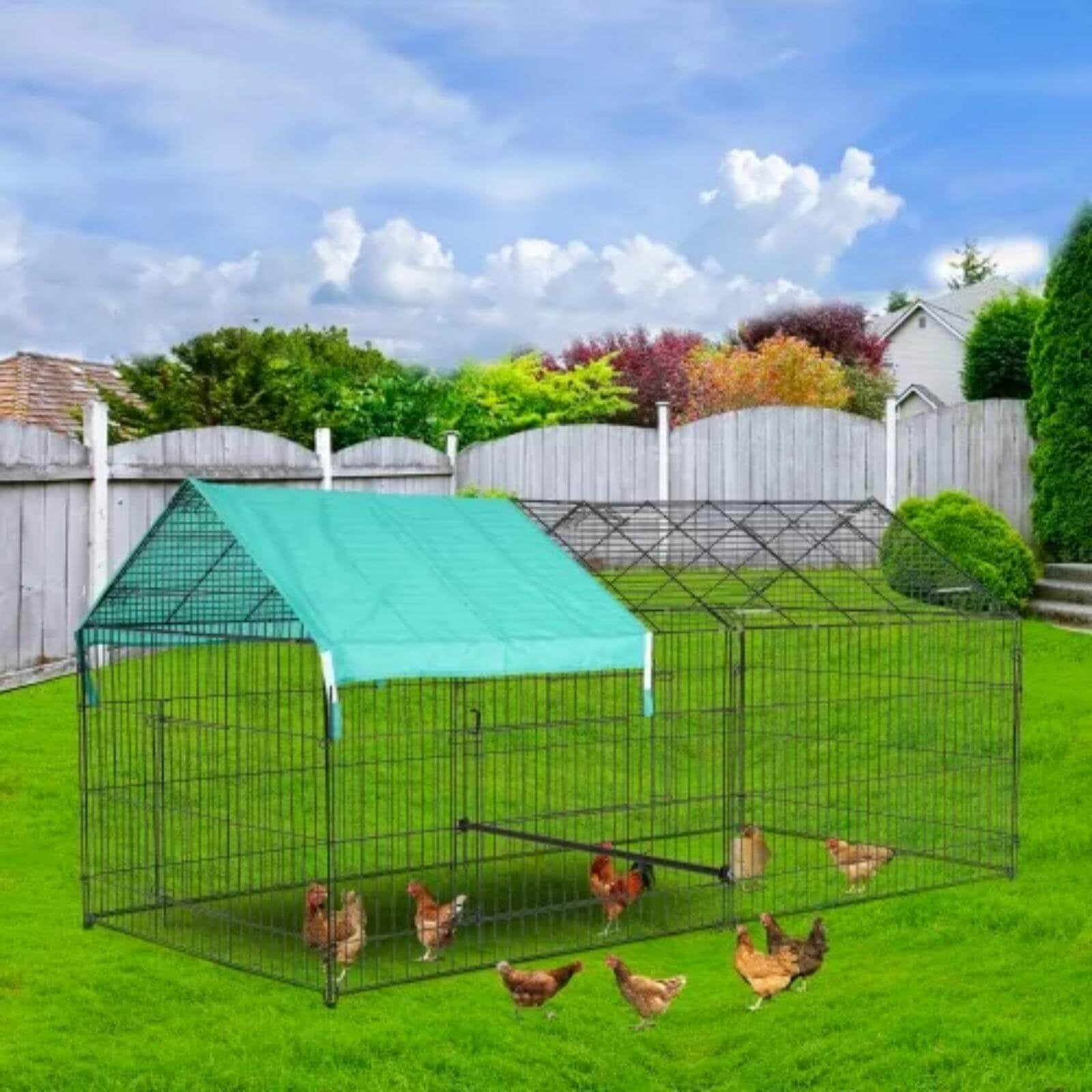 NiamVelo Extra Large Metal Chicken Coop, Walk-in Poultry Cage Chicken ...