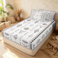 thumbnail image 3 of Erosebridal Vintage Aztec Zipper Twin Comforter Sets with Fitted Sheet and 2 Pillowcases, Traditional Stripe Zipper Bedding Set, White Taupe, Gray Reversible, 3 of 7