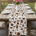 thumbnail image 5 of Coffee Beans Table Runner 72 Inches, Funny Cartoon Brown Cake Hot Chocolate Cup Bed Runner Dresser Scarves Tabletop for Indoor Outdoor Parties/Ceremony/Banquet, 14" x 72", 5 of 8