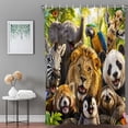 Bathroom Shower Curtain Jungle Animals Elephant Lion Pattern Waterproof ...