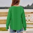 thumbnail image 3 of Girls Long Sleeve Eyelet Blouse Casual Crew Neck Lightweight Pullover Top for Kids Comfortable Loose Fit Shirt, 3 of 7