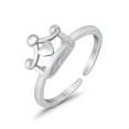 thumbnail image 3 of 7mm-Crown Toe Band Ring 925 Sterling Silver Thin Adjustable Stylish Rings for Women, 3 of 5
