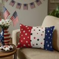 thumbnail image 4 of 2 Pack Outdoor Waterproof Throw Pillows,Independence Day Stripes and Stars Decorative Rectangle Pillow Case Patio Pillows for Chair Couch Sofa 20x12in, 4 of 9