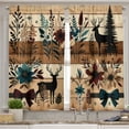 thumbnail image 2 of Ambesonne Cottagecore Valance & Curtain 3 Pcs Set, Woods Modern Floral Art, 55"x24", Caramel Beige Dark Teal, 2 of 7