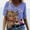 Purple, variant on Babysbule Women's Tops Plus Size Women Short Sleeve Printed V-Neck Tops Tee T-Shirt Blouse