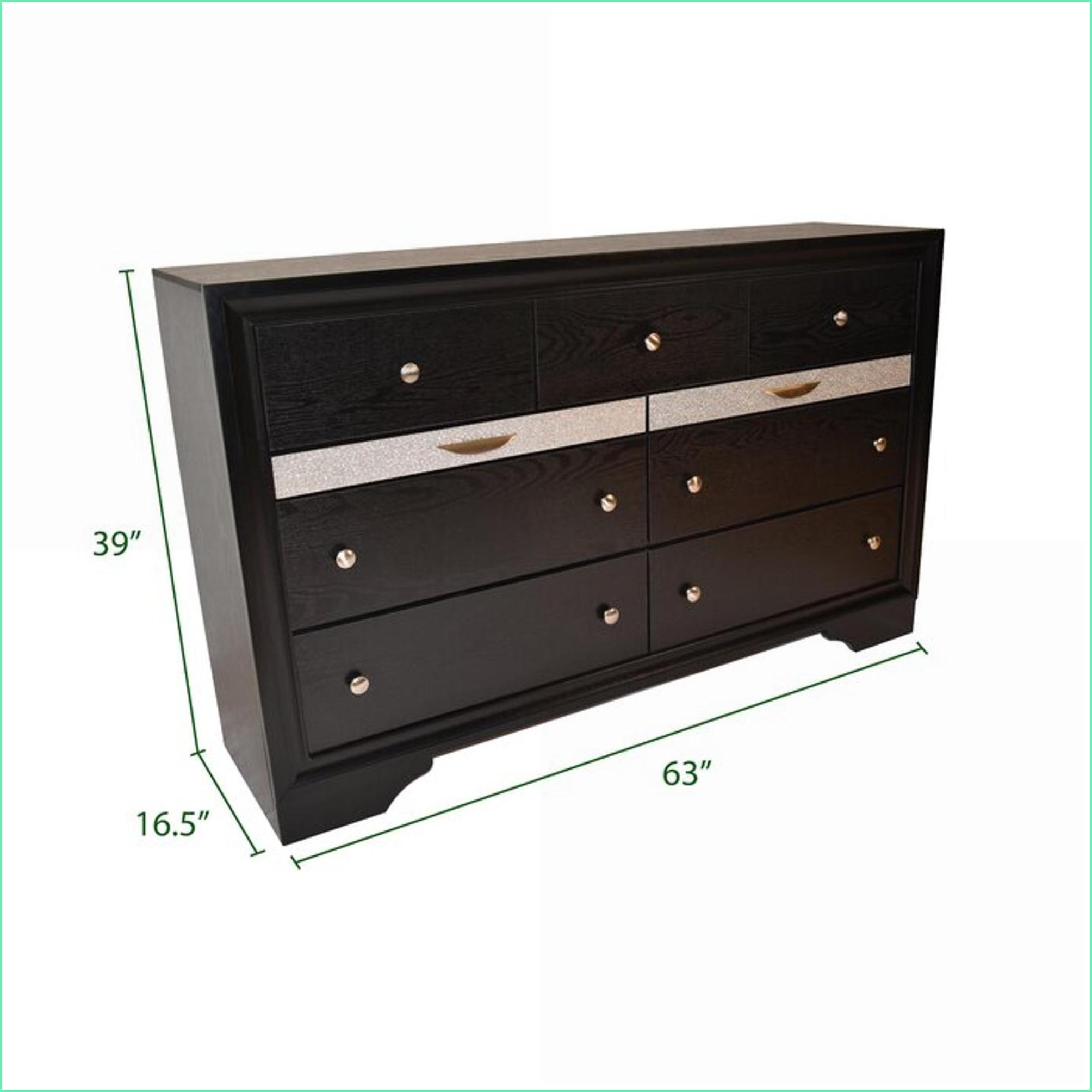 Bedroom Set for Master/Guest Room, Traditional Queen 4 PC Storage in Black Engineered Wood | Black | Wood