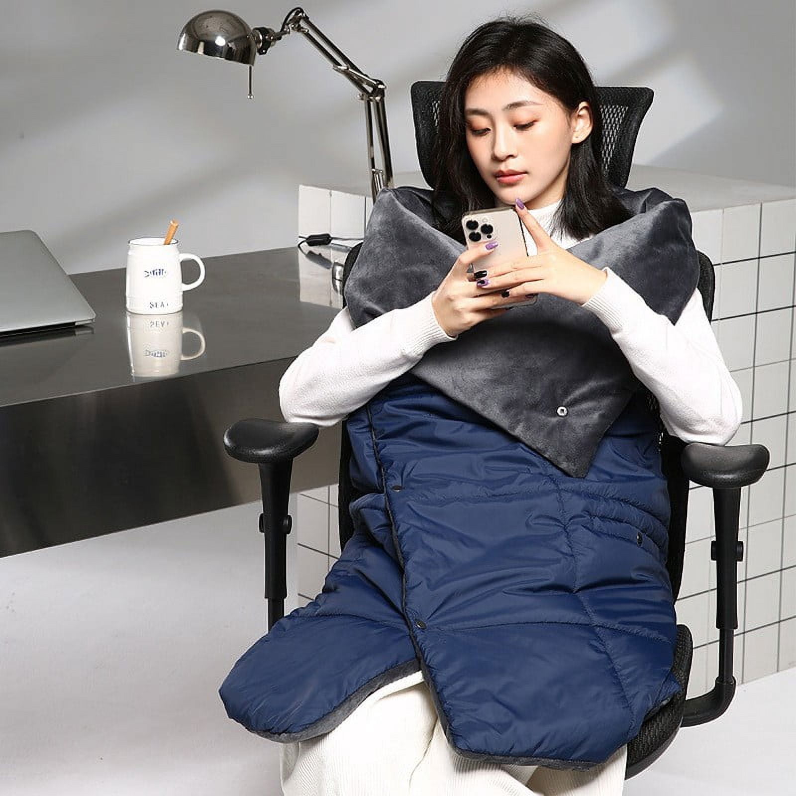 Taqqpue Wearable Heated Blanket Heating Shawl Portable Wireless Cordless Heated Blankets for Outdoors Wearing Cover Dual-purpose Cotton-padded Heating Shawl Warm-up Household Thermal Clothing