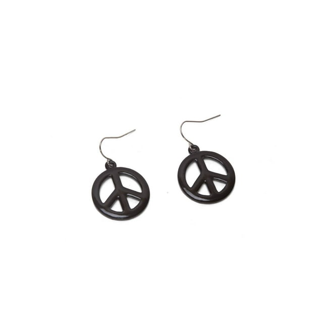 Boucles d'Oreilles Costume - Signe de Paix - Noir
