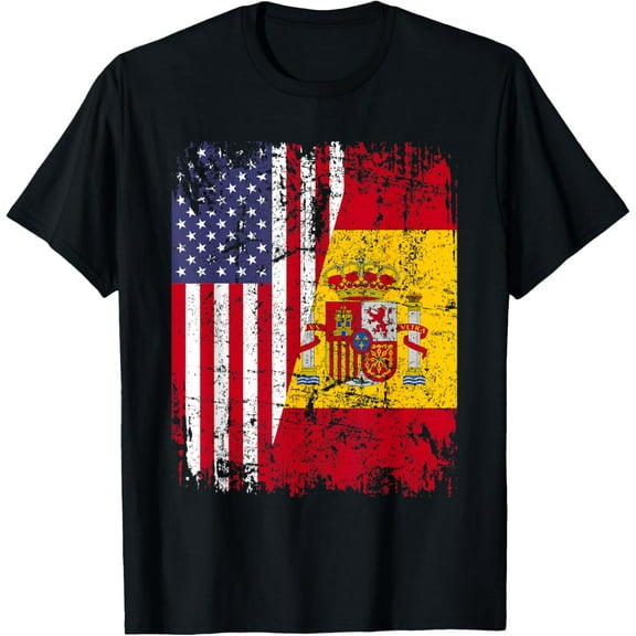 SPANISH ROOTS | Half American Flag | USA SPAIN FLAG T-Shirt