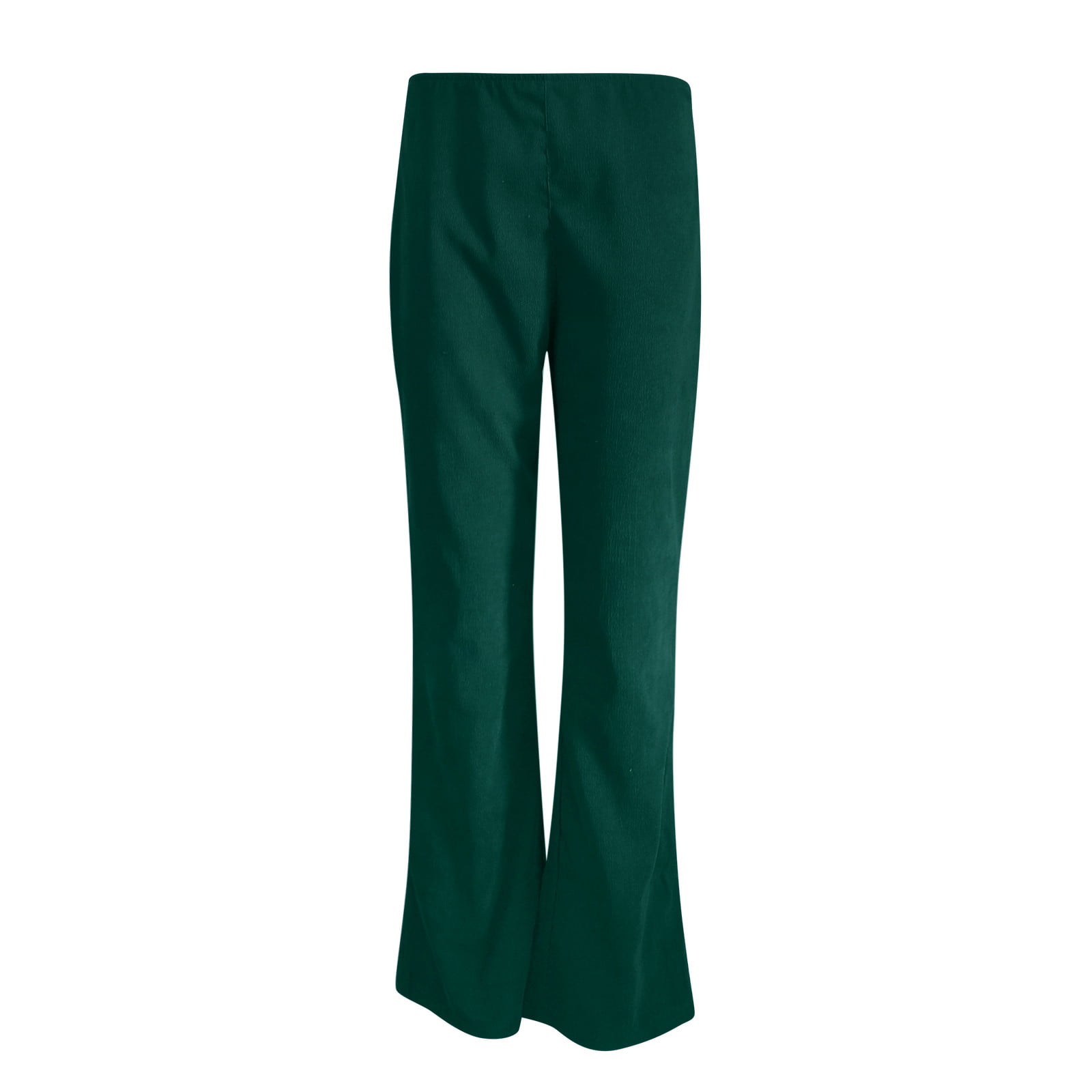 Moonker Women Corduroy Flare Pants Elastic Waist Bell Bottom Green Trousers  