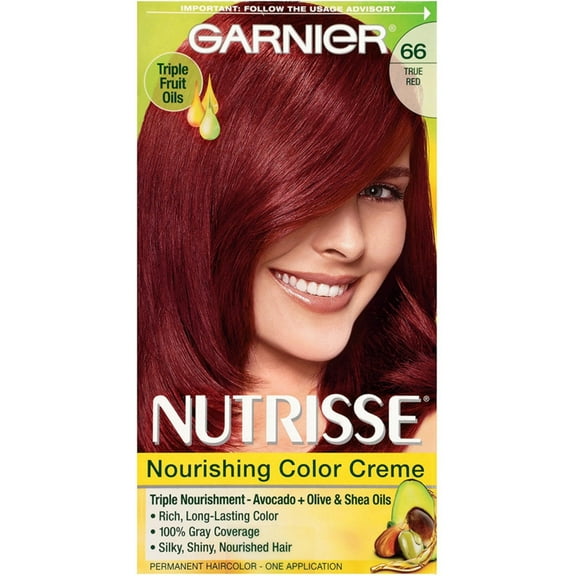 Garnier Nutrisse Nourishing Color Creme, True Red [66] 1 ea (Pack of 3)