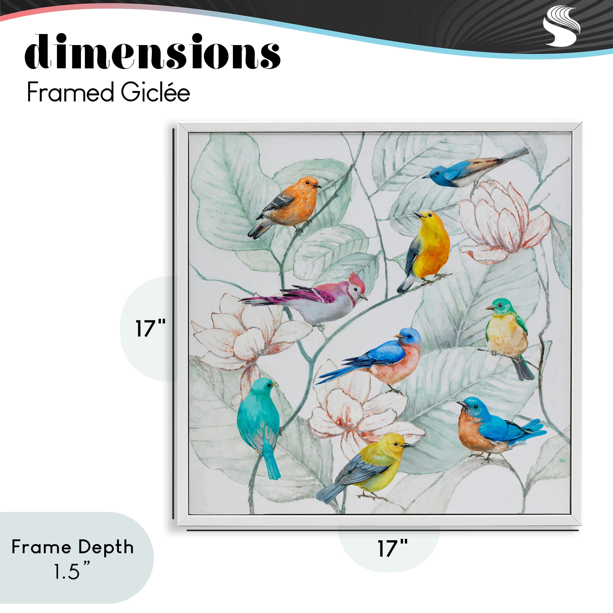 Stupell Industries Colorful Array Of Birds White Framed Giclee Art, design by Lorenzo Collective