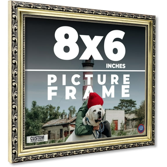 8x6 Frame Silver Solid Wood Picture Frame Width 1.125 Inches | Interior Frame Depth 0.375 Inches |