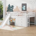 thumbnail image 2 of Full Bed Frame, Double Bed Frame,Full Size Low Loft Bed with Slide,Three Storage Drawers and Two Doors,White, 2 of 11
