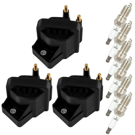 cciyu 3 ignition coils with 6 iridium Spark Plugs for Buick for Cadillac for Chevrolet for Oldsmobile Pontiac LeSabre Camaro Impala 88 98 Bonneville Firebird 3.8L V6 C849 DR39 5C1058 E530C D555