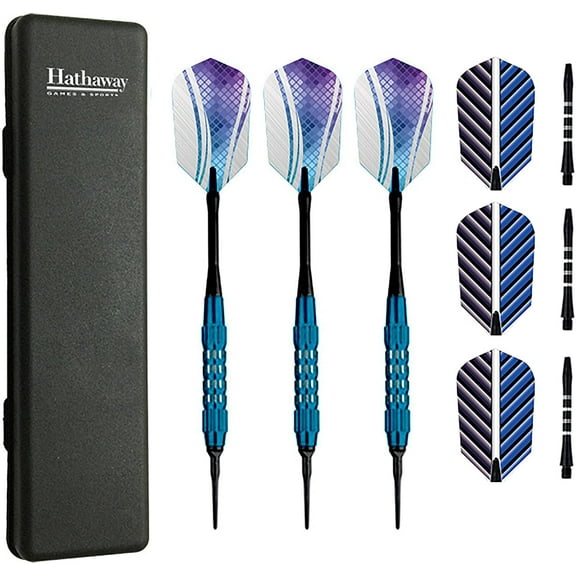 Hathaway Galaxy Soft Tip Darts with Alloy-Plated Barrels (Set of 3) - Black/Multi-Blue