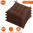 thumbnail image 4 of Square Chair Cushion Pads Pillow Set of 4 Square Sitting Mats with 2 Ties Pearl Cotton Fill for Home Office Floor Car Brown 17.72x17.72x2.37in, 4 of 12